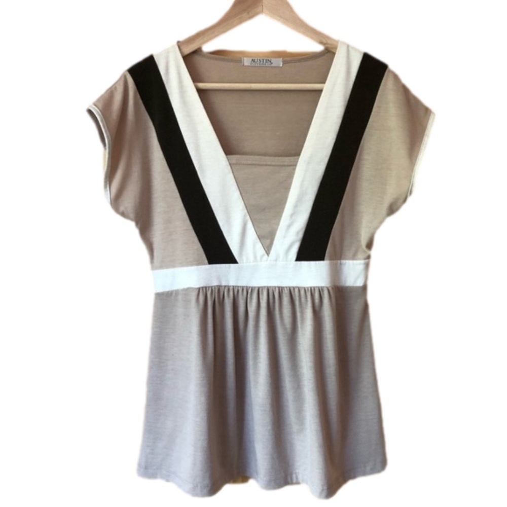 VINTAGE Austin Clothing Co. cap sleeve color block babydoll top size medium